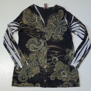 Paisley knit button down Cardigan